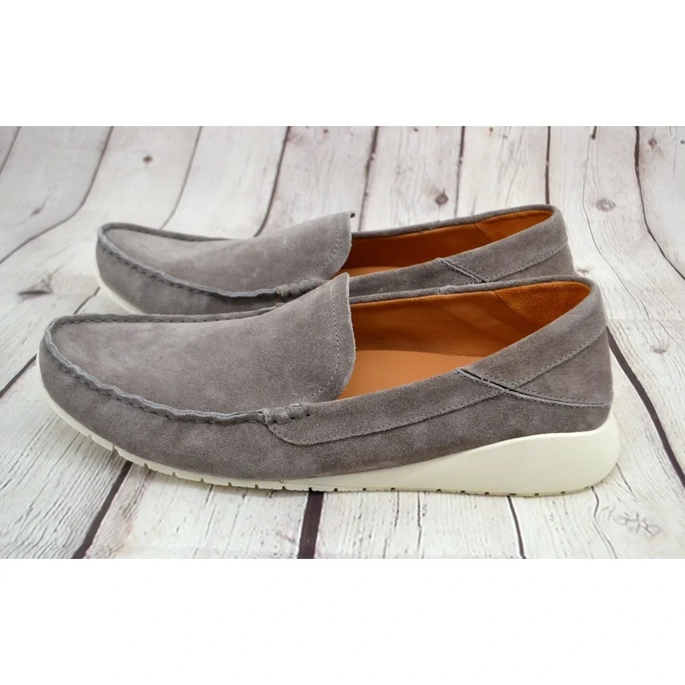 OLUKAU Men's Ka'a Leather Suede Loafers SIZE 14 Gray BRAND‎ NEW